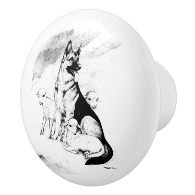Dog Heaven, the Master's Flock Ceramic Knob (Right)