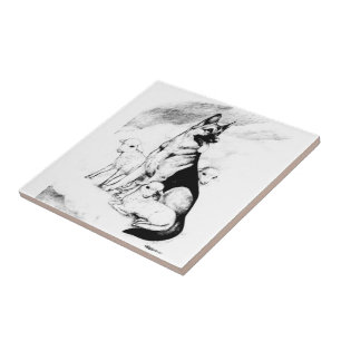 Dog Heaven, the Master's Flock Ceramic Tile