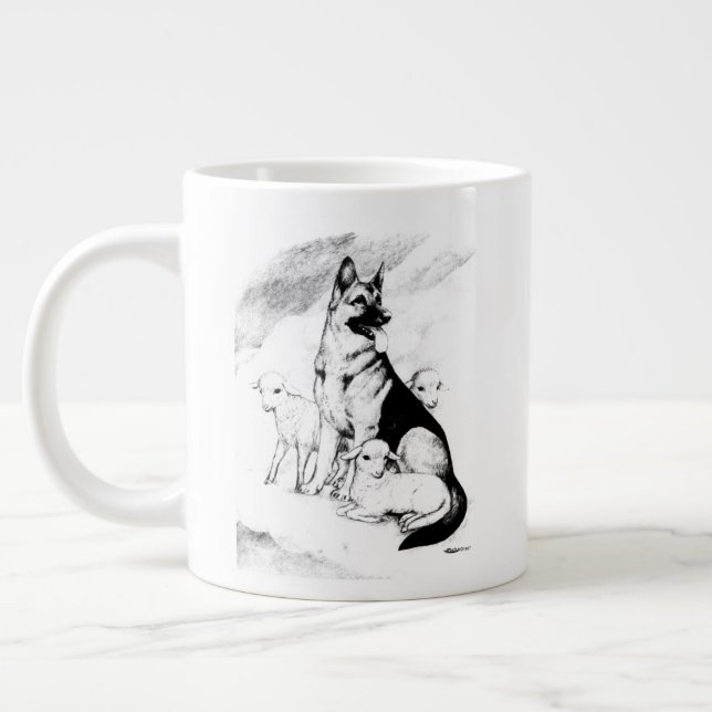 Dog Heaven, the Master's Flock Large Coffee Mug (Left)