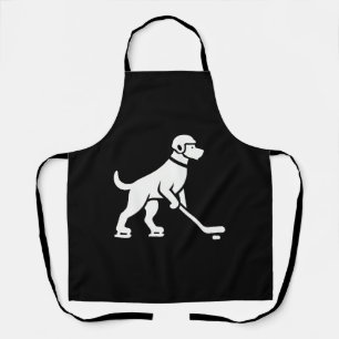 Dog Hockey Player Silhouette Apron