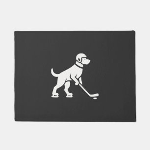Dog Hockey Player Silhouette Doormat