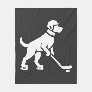 Dog Hockey Player Silhouette Fleece Blanket