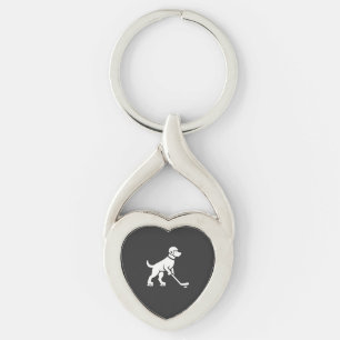Dog Hockey Player Silhouette  Key Ring