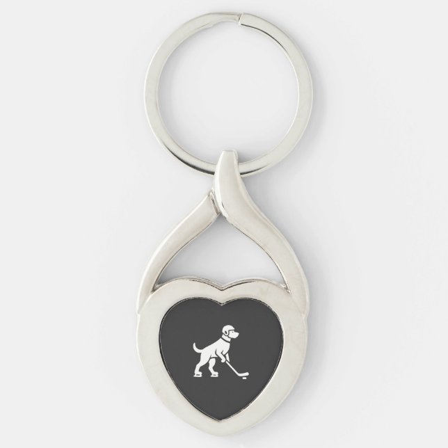 Dog Hockey Player Silhouette  Key Ring (Front)