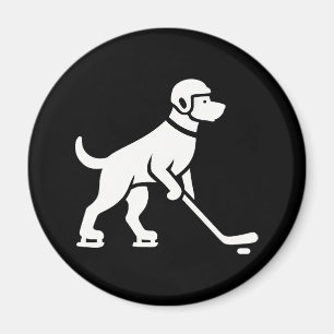 Dog Hockey Player Silhouette Magnet