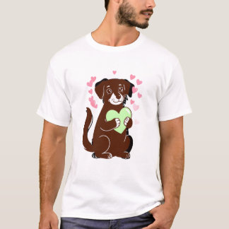 dog holding a green heart T-Shirt