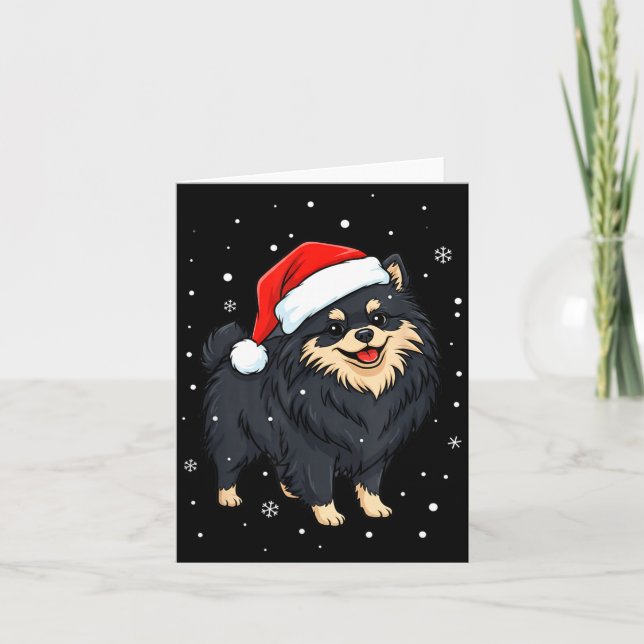 Dog Holiday Meranian Dog Santa Illustration - Fluf Card (Front)