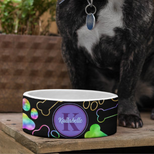Dog Holographic Ombre Rainbow Ceramic Pet Bowl