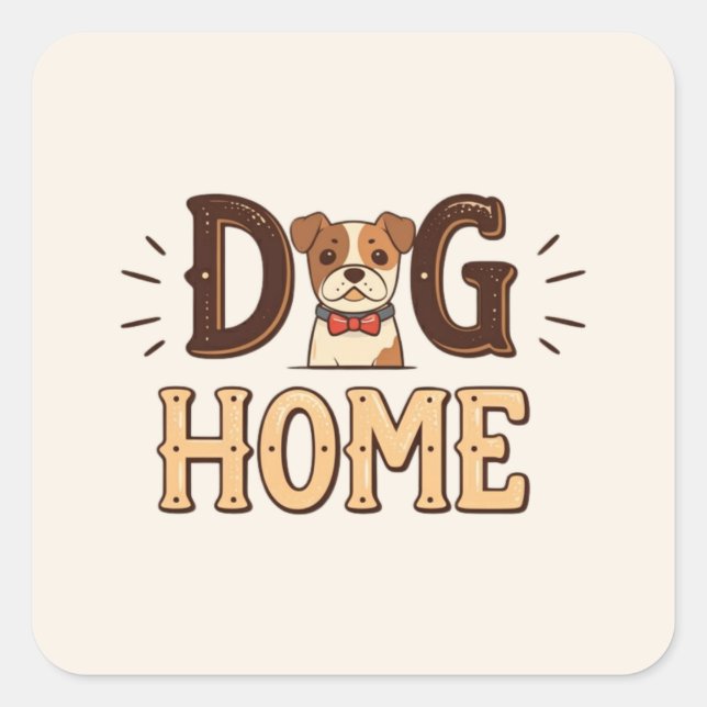 Dog Home in Text Style Sticker  (Front)
