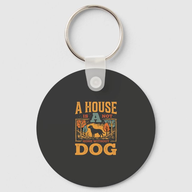 Dog Home Vintage House Key Ring (Front)