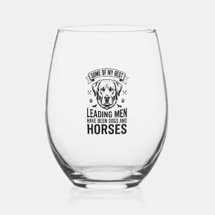 Dog Horse Lover Vintage Leading Men Design_1 Stemless Wine Glass