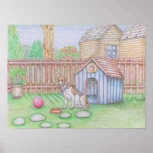 dog house in backyard poster