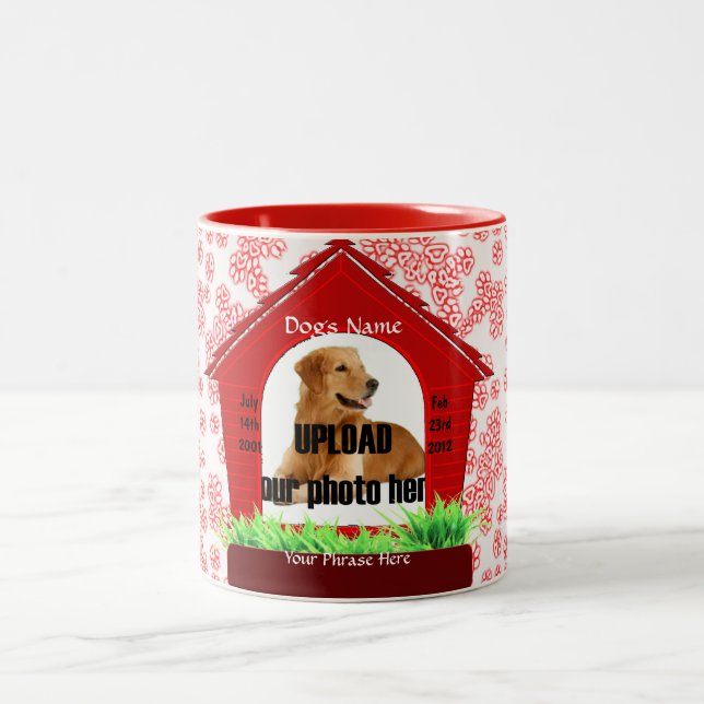 Dog House Pet Memorial Keepsake Two-Tone Coffee Mug (Center)