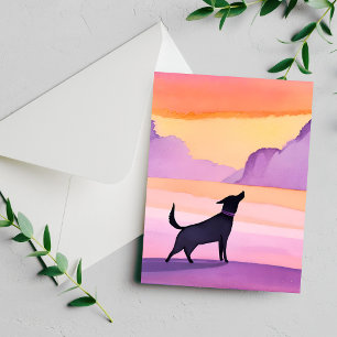 Dog Howl Black Dog Watercolor Silhouette Card