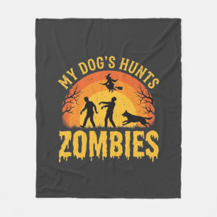 Dog Hunts Zombies Halloween Design Fleece Blanket