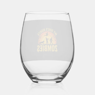 Dog Hunts Zombies Halloween Design Stemless Wine Glass