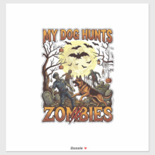 Dog Hunts Zombies Halloween German Shepherd Moon_1