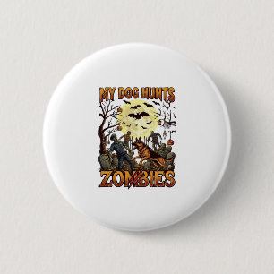Dog Hunts Zombies Halloween German Shepherd Moon_1 6 Cm Round Badge