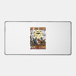 Dog Hunts Zombies Halloween German Shepherd Moon_1 Desk Mat