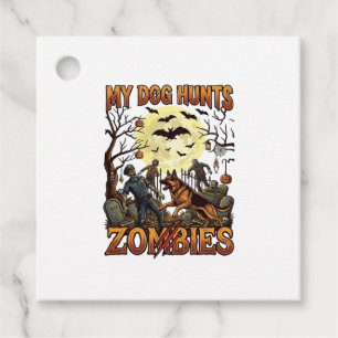 Dog Hunts Zombies Halloween German Shepherd Moon_1 Favour Tags