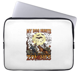 Dog Hunts Zombies Halloween German Shepherd Moon_1 Laptop Sleeve