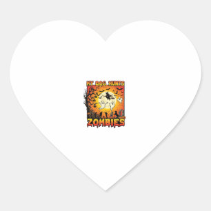 Dog Hunts Zombies Halloween Ghosts Witch Moon Heart Sticker