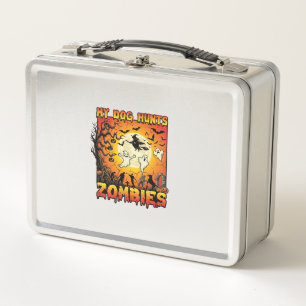 Dog Hunts Zombies Halloween Ghosts Witch Moon Metal Lunch Box