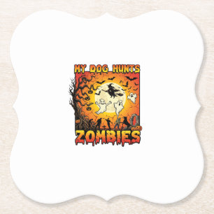 Dog Hunts Zombies Halloween Ghosts Witch Moon Paper Coaster