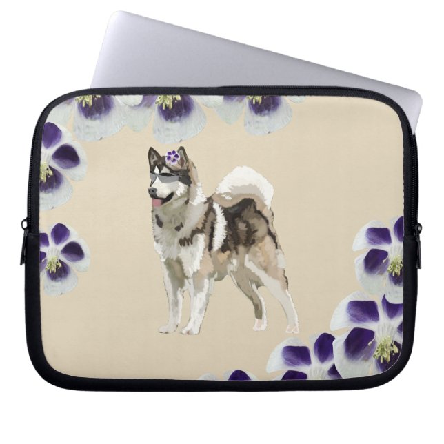 Dog, Husky Dog  Art Neoprene Laptop Sleeve 10" (Front)