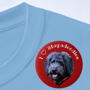 Dog I Love Shepadoodles Red and White Button