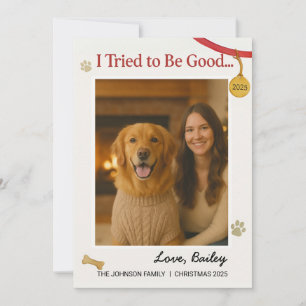 Dog I Tried Customisable Family Photo Holiday Card