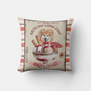 Dog Ice-cream funny Akita Inu long coat Cushion