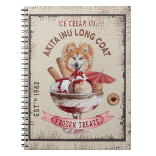Dog Ice-cream funny Akita Inu long coat Notebook