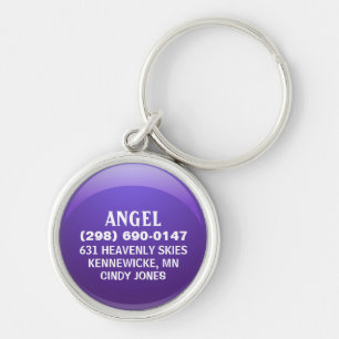 Dog ID Tag - Purple Gloss Key Ring