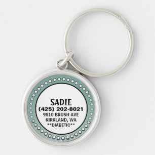 Dog ID Tag - Sage Green Stud Circle Key Ring