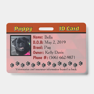 Dog Identification Card ID Badge
