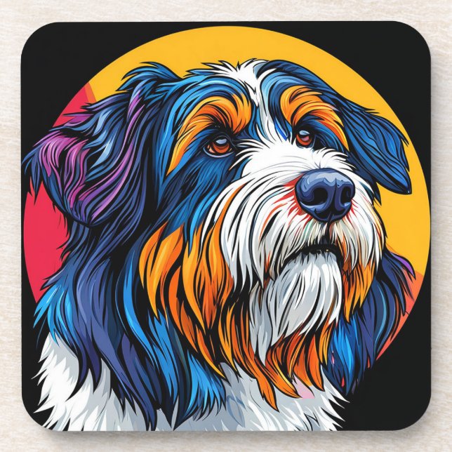 Dog Illustrating Vibrant Creativity Coaster (Front)
