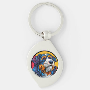 Dog Illustrating Vibrant Creativity Key Ring
