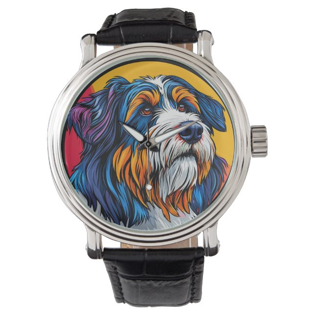 Dog Illustrating Vibrant Creativity Watch (Front)