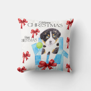 Dog in A blue box Christmas  Cushion