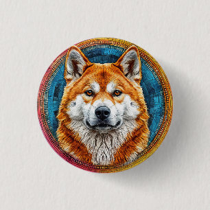 Dog in a Circular Artistic Pattern 3 Cm Round Badge