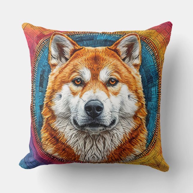 Dog in a Circular Artistic Pattern Cushion (Front)