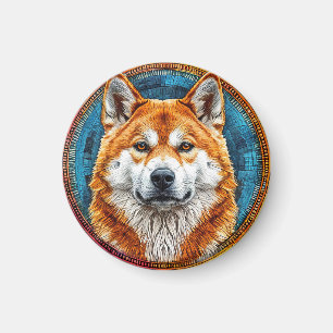 Dog in a Circular Artistic Pattern Magnet