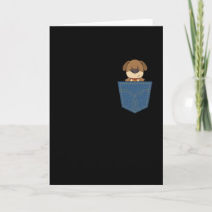 Dog in a jeans pocket card
