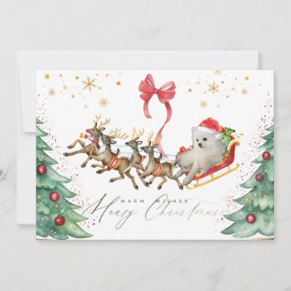 Dog in a Sleigh Christmas Card (Flat)