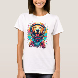 dog in astronaut's suit | Vintage Design T-Shirt