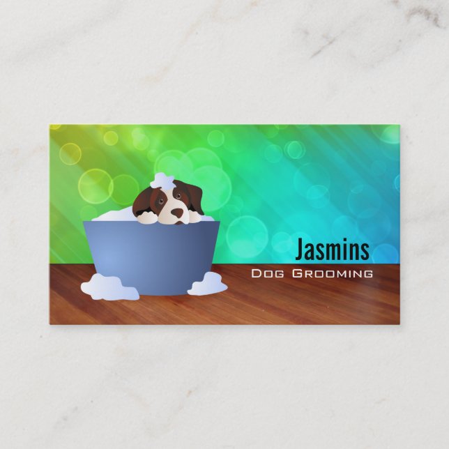 Dog in bath Business Cards (Front)