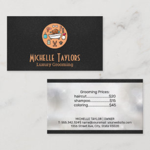 Dog in Bathtub   Grooming   Leather Business Card