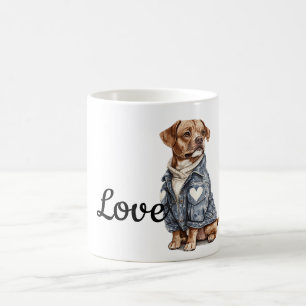 Dog in Blue Denim Jacket Coffee Mug