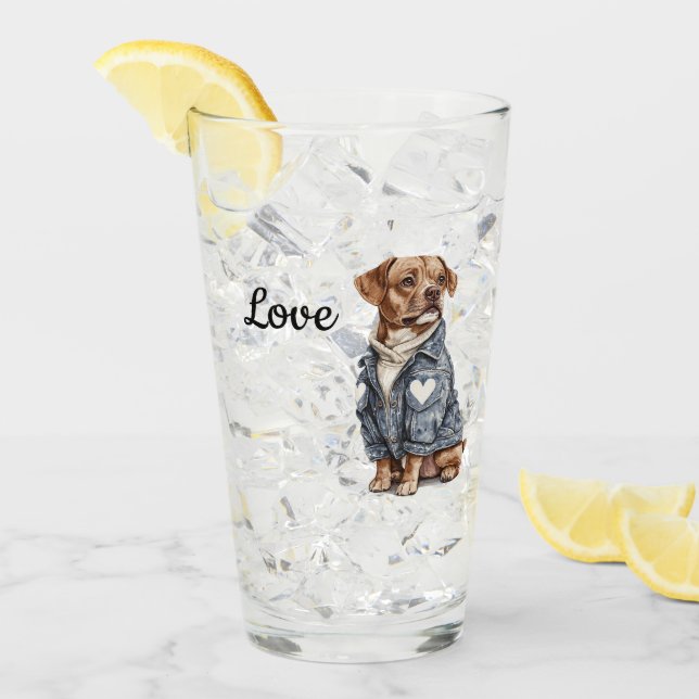 Dog in Blue Denim Jacket Glass (Front Ice)